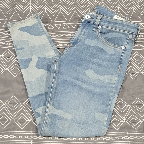 Rag & Bone Cate Midrise Ankle Skinny In Faded Camo Size 25 - Picture 1 of 9